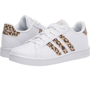 Kids leopard print Adidas Grand Court *Worn once*    Also fits women 7.5